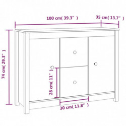 Sideboard Schwarz 100x35x74 cm Massivholz Kiefer