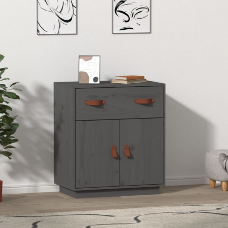 Sideboard Grau 65,5x40x75 cm Massivholz Kiefer