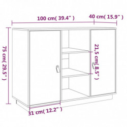 Sideboard Grau 100x40x75 cm Massivholz Kiefer