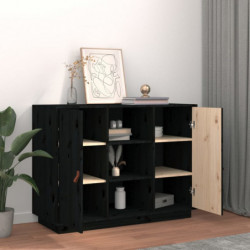 Sideboard Schwarz 100x40x75 cm Massivholz Kiefer