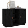 Sideboard Schwarz 100x40x75 cm Massivholz Kiefer