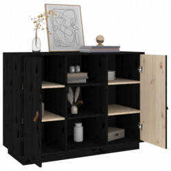 Sideboard Schwarz 100x40x75 cm Massivholz Kiefer