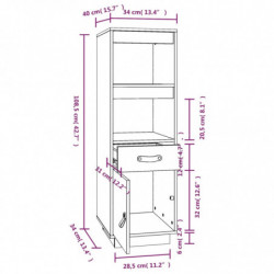 Highboard Grau 34x40x108,5 cm Massivholz Kiefer