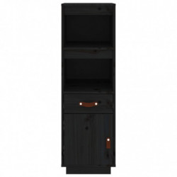 Highboard Schwarz 34x40x108,5 cm Massivholz Kiefer