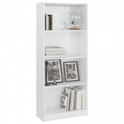 Bücherregal 4 Fächer Hochglanz-Weiß 60x24x142 cm Holzwerkstoff