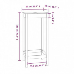 Bartisch Schwarz 50x50x110 cm Massivholz Kiefer