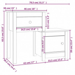 Nachttische 2 Stk. Schwarz 79,5x38x65,5 cm Massivholz Kiefer