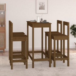 5-tlg. Bar-Set Honigbraun Massivholz Kiefer