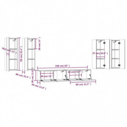 6-tlg. TV-Schrank-Set Betongrau Holzwerkstoff