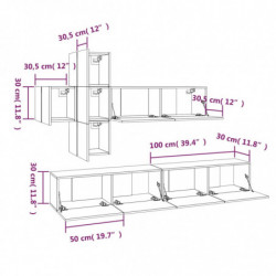 7-tlg. TV-Schrank-Set Räuchereiche Holzwerkstoff