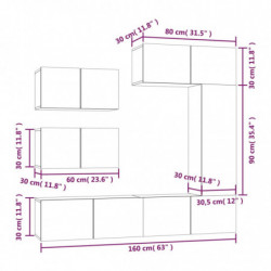 6-tlg. TV-Schrank-Set Räuchereiche Holzwerkstoff