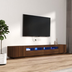 3-tlg. TV-Schrank-Set LED-Leuchten Braun Eiche Holzwerkstoff