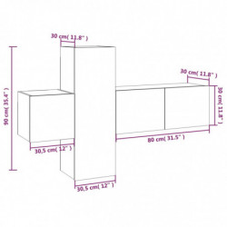 3-tlg. TV-Schrank-Set Räuchereiche Holzwerkstoff