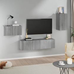 4-tlg. TV-Schrank-Set Grau Sonoma Holzwerkstoff