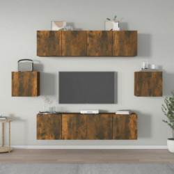 6-tlg. TV-Schrank-Set Räuchereiche Holzwerkstoff