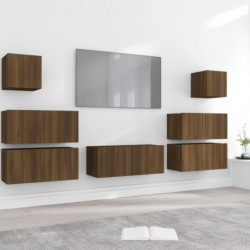 7-tlg. TV-Schrank-Set Braun Eichen-Optik Holzwerkstoff