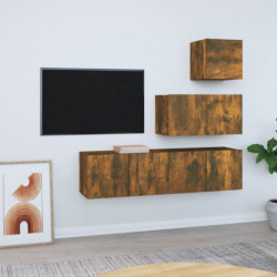 4-tlg. TV-Schrank-Set Räuchereiche Holzwerkstoff