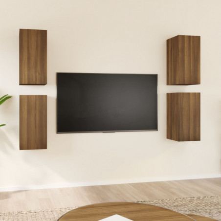 TV-Schränke 4 Stk. Braun Eichen-Optik 30,5x30x60 Holzwerkstoff