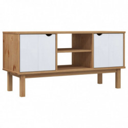 TV-Schrank Braun und Weiß 113,5x43x57 cm Massivholz Kiefer