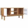 TV-Schrank Braun und Weiß 113,5x43x57 cm Massivholz Kiefer