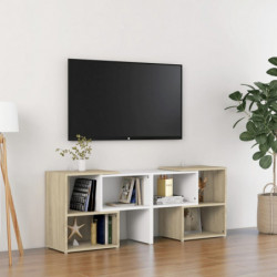 TV-Schrank Weiß und Sonoma-Eiche 104x30x52cm Holzwerkstoff