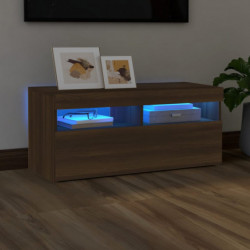 TV-Schrank mit LED-Leuchten Braun Eichen-Optik 90x35x40 cm
