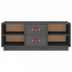 TV-Schrank Grau 100x34x40 cm Massivholz Kiefer