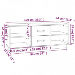 TV-Schrank Schwarz 100x34x40 cm Massivholz Kiefer