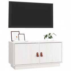 TV-Schrank Weiß 80x34x40 cm Massivholz Kiefer