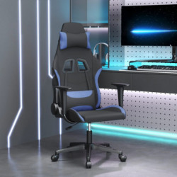 Gaming-Stuhl Drehbar Schwarz und Blau Stoff
