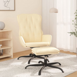 Relaxsessel mit Hocker Creme Kunstleder