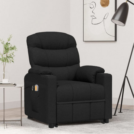 Elektrischer Massagesessel mit Aufstehhilfe Schwarz Stoff Elektrischer Massagesessel mit Aufstehhilfe Schwarz Stoff