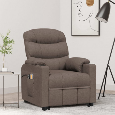 Elektrischer Massagesessel mit Aufstehhilfe Taupe Stoff Elektrischer Massagesessel mit Aufstehhilfe Taupe Stoff