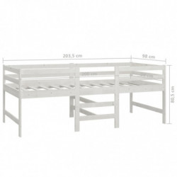 Mittelhohes Bett mit Matratze 90x200 cm Weiß Massivholz Kiefer