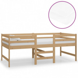 Mittelhohes Bett mit Matratze Honigbraun 90x200 cm Massivholz Kiefer