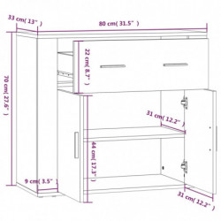 Sideboard Schwarz 80x33x70 cm Holzwerkstoff