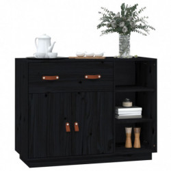 Sideboard Schwarz 98,5x40x75 cm Massivholz Kiefer