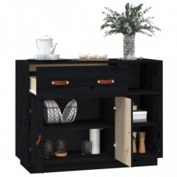 Sideboard Schwarz 98,5x40x75 cm Massivholz Kiefer