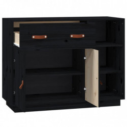 Sideboard Schwarz 98,5x40x75 cm Massivholz Kiefer