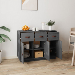 Sideboard Grau 100x40x75 cm Massivholz Kiefer