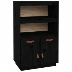 Highboard Schwarz 67x40x108,5 cm Massivholz Kiefer