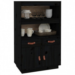 Highboard Schwarz 67x40x108,5 cm Massivholz Kiefer