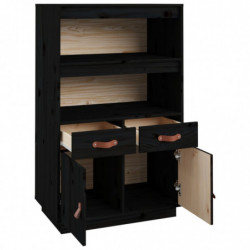 Highboard Schwarz 67x40x108,5 cm Massivholz Kiefer