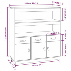 Highboard Weiß 100x40x108,5 cm Massivholz Kiefer