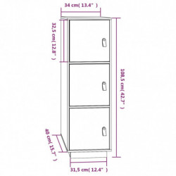 Highboard Weiß 34x40x108,5 cm Massivholz Kiefer