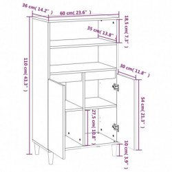 Highboard Braun Eichen-Optik 60x36x110 cm Holzwerkstoff