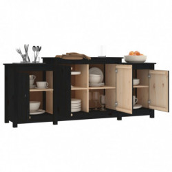 Sideboard Schwarz 164x37x68 cm Massivholz Kiefer