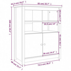 Sideboard Grau 83x41,5x100 cm Massivholz Kiefer