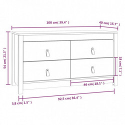 Beistellschrank Grau 100x40x54 cm Massivholz Kiefer