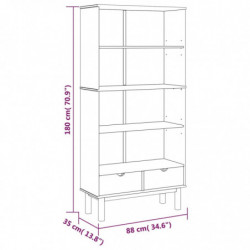 Bücherregal mit 2 Schubladen Braun Massivholz Kiefer